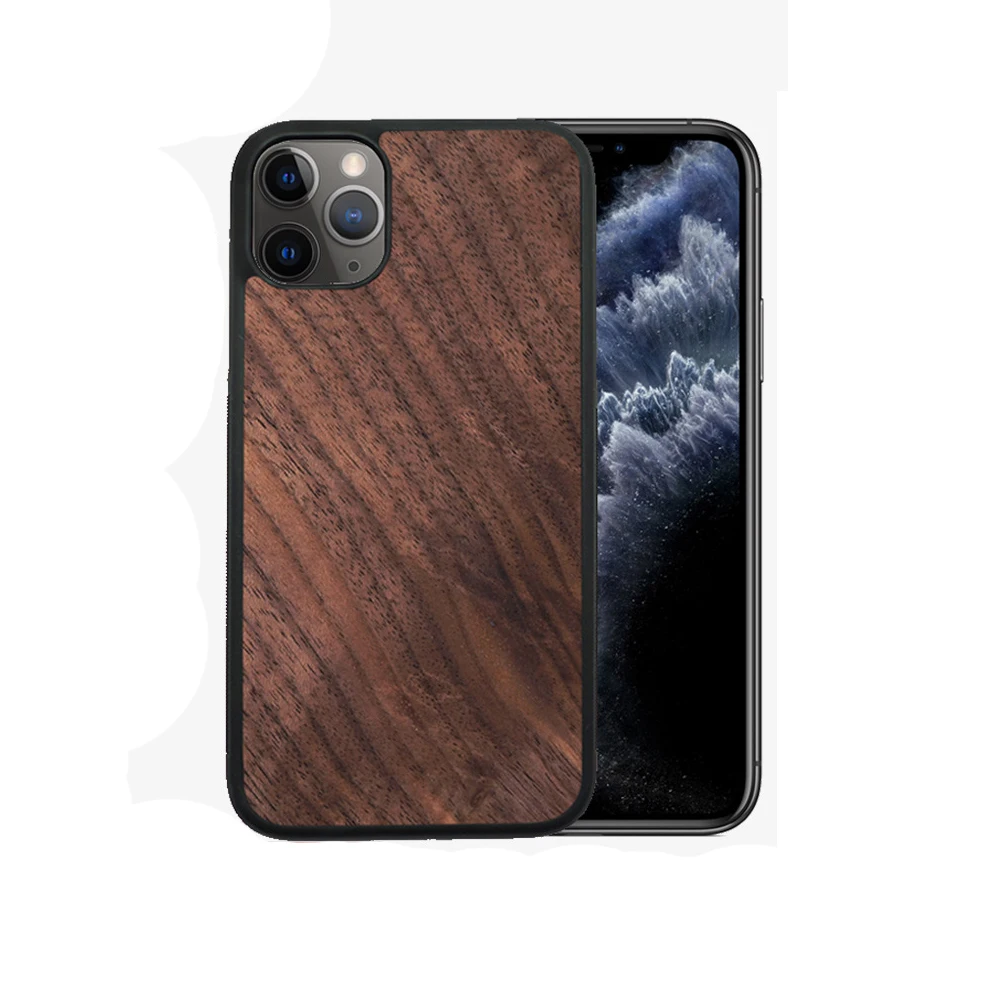 

Unique Laser Custom Logo Wood Bamboo Phone Case Cover Walnut Wood Mobile Phone Case for iPhone 12, Natural