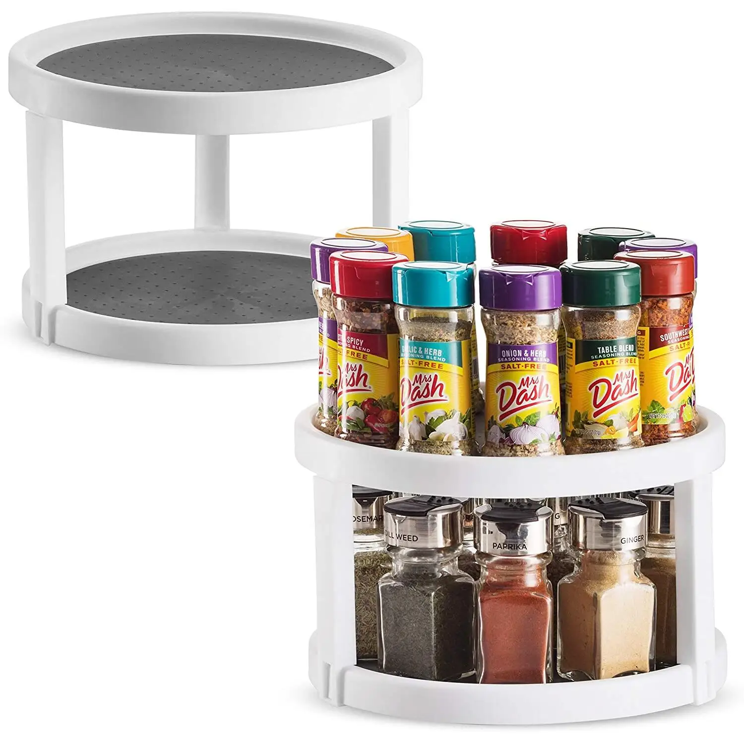 

2 Tier Lazy Susan Turntable Kitchen rack Plastic Clear Organization Storage Container Bin Condiments for Cabinet Pantry