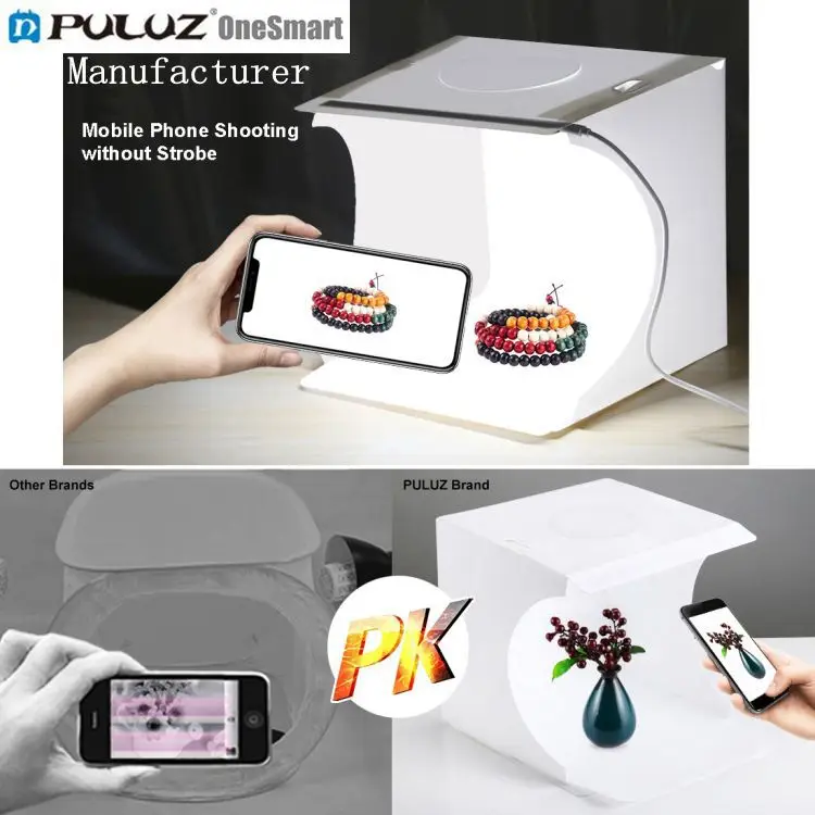 

Manufacture PULUZ 20cm photo studio set light box softbox kit 550LM photography lighting Shooting Tent design foto studio