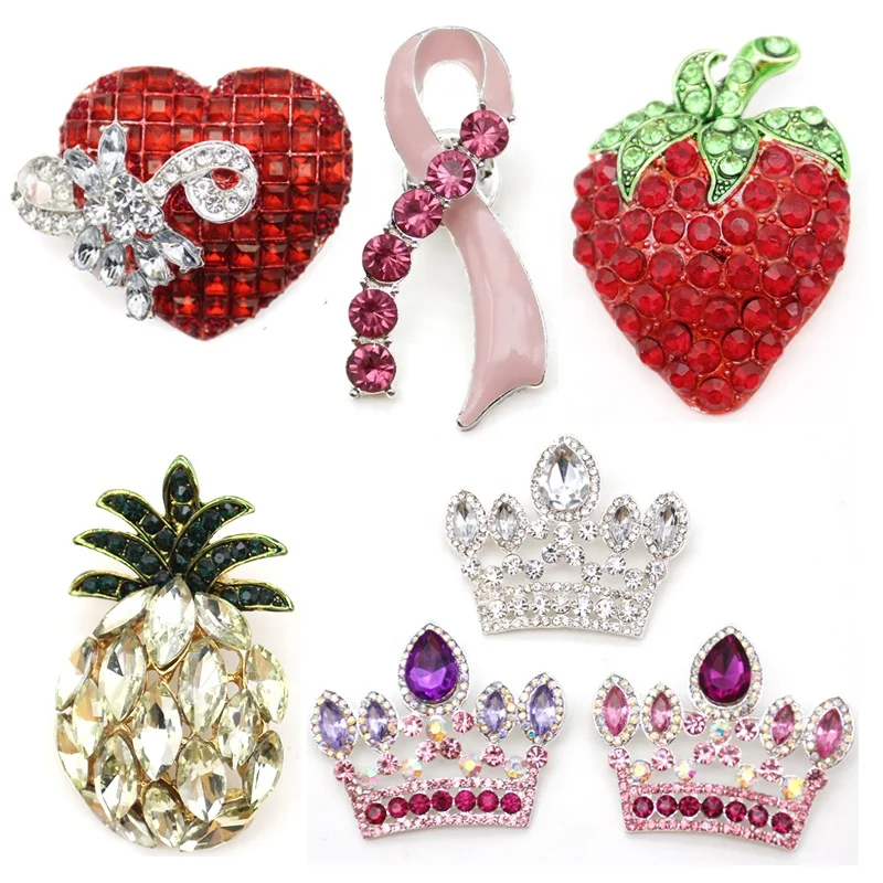 

Brooch Rhinestone Enamel Crown Pineapple Brooch Pin Strawberry Pendant Charm