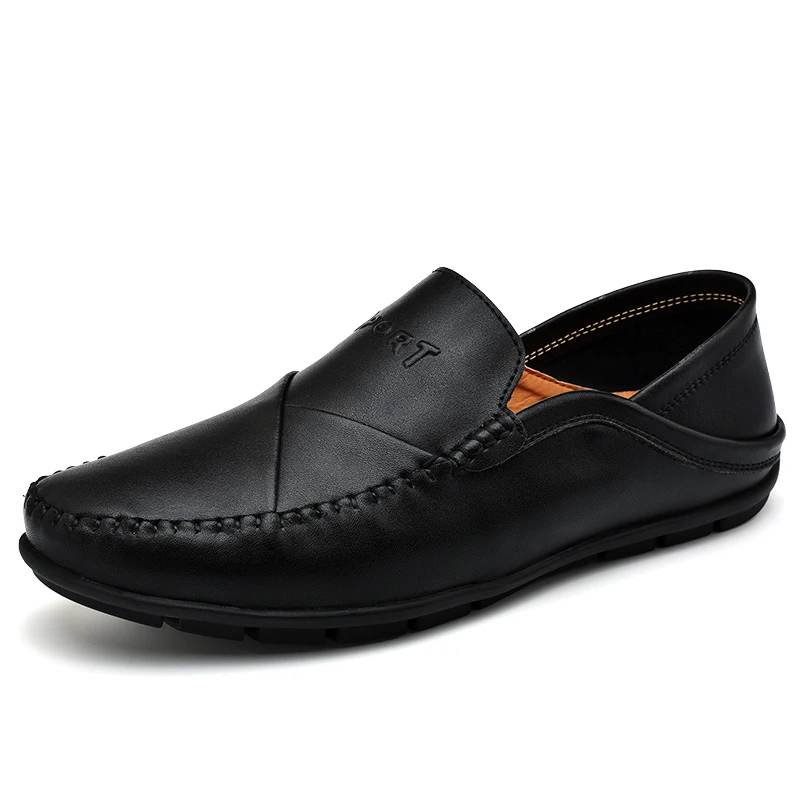 

New Design Casual Men Leather Shoes slip on dress business Loafers, Black/white/blue