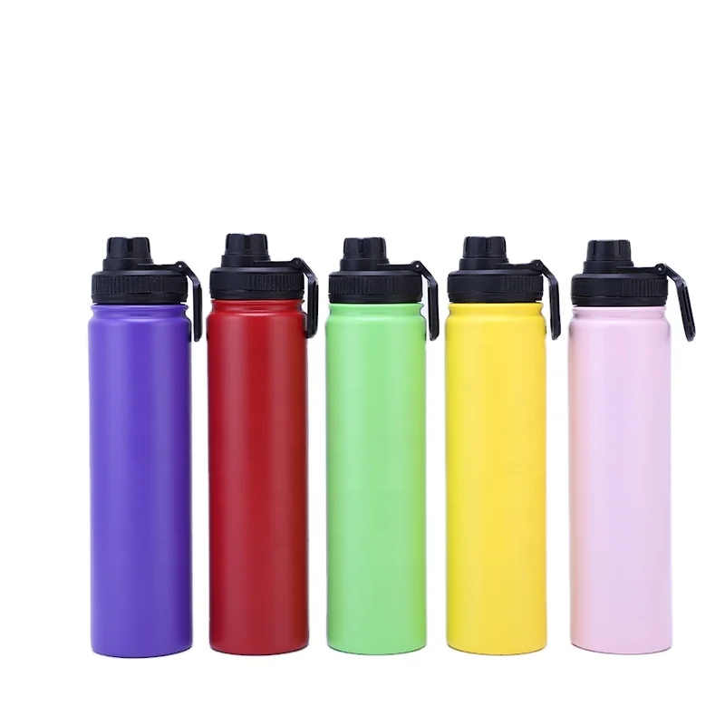 

Hotsell 25oz double walled wide mouth stainless steel insulated vacuum colorful thermos flask sports water bottle with spout lid