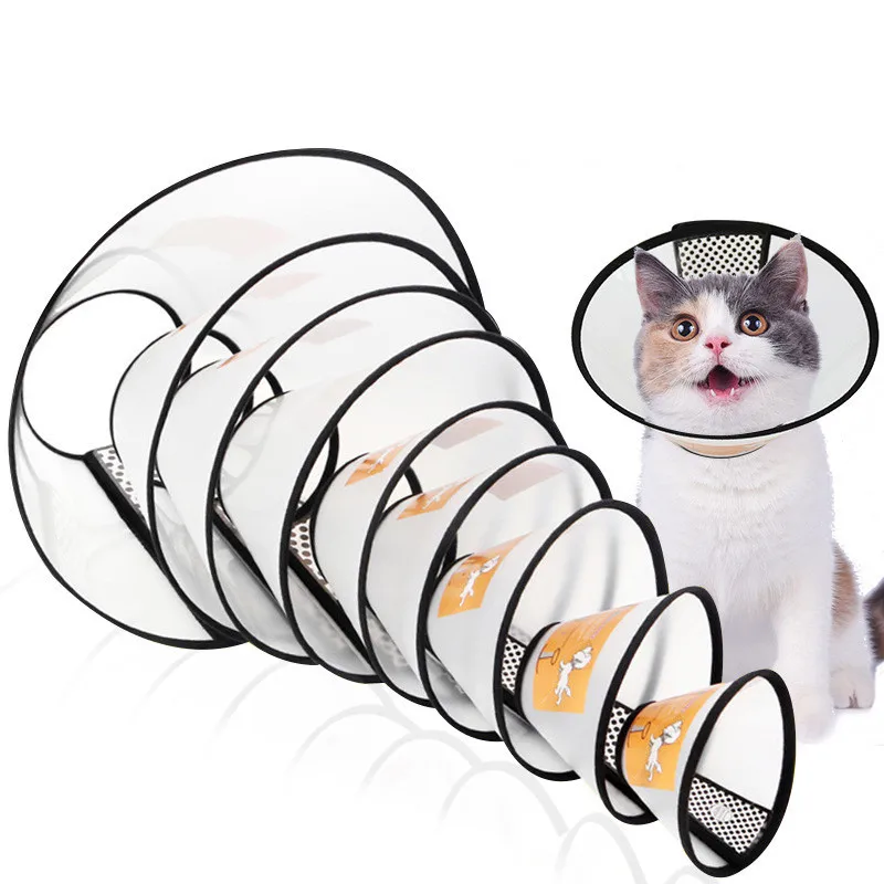 

Adjustable plastic medical care recovery healing cat elizabeth collar, White