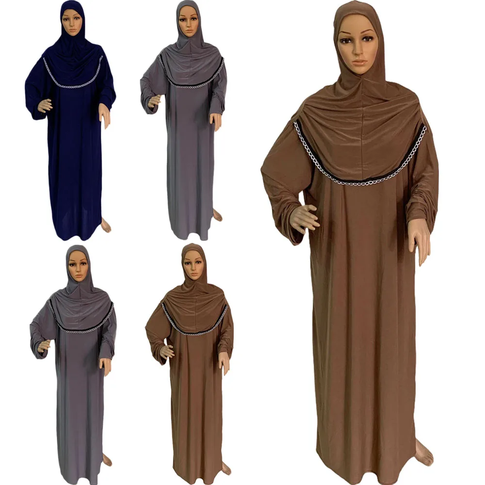 

Muslim Full Cover Prayer Abaya Dress Islamic Traditional Turkey Female One Piece Women Hijab Jilbab Solid Arab Ramadan Maxi Robe