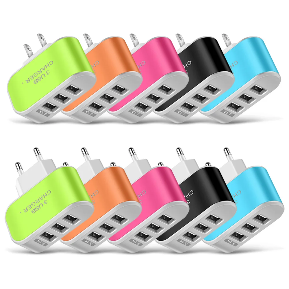 

2A qc 3.0 3USB port LED lightning wall charger Mobile phone charging head Travel charger, Customized color