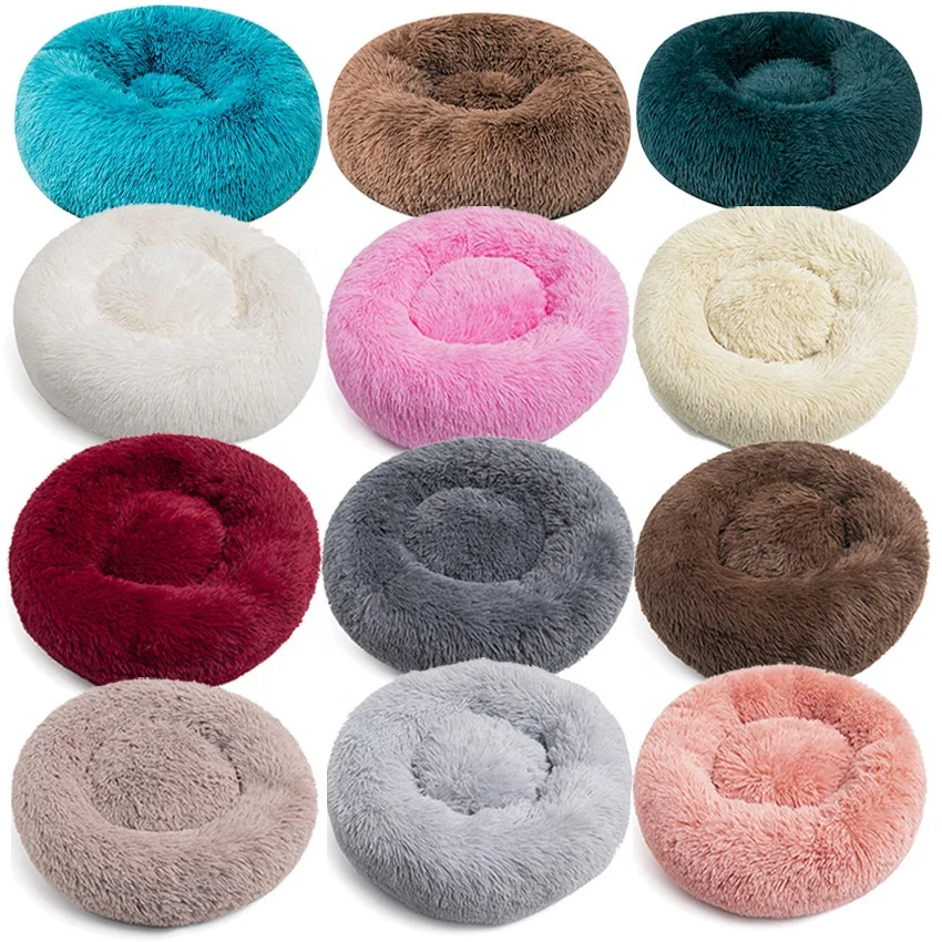 

Amazon best selling colorful hairy round fluffy warm sleeping pet bed, Multiple colour