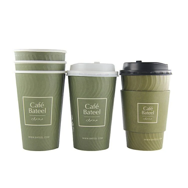 

Manufacturers custom logo cheap quality pe film paper for drink hot sale double wall coffee cups with lid