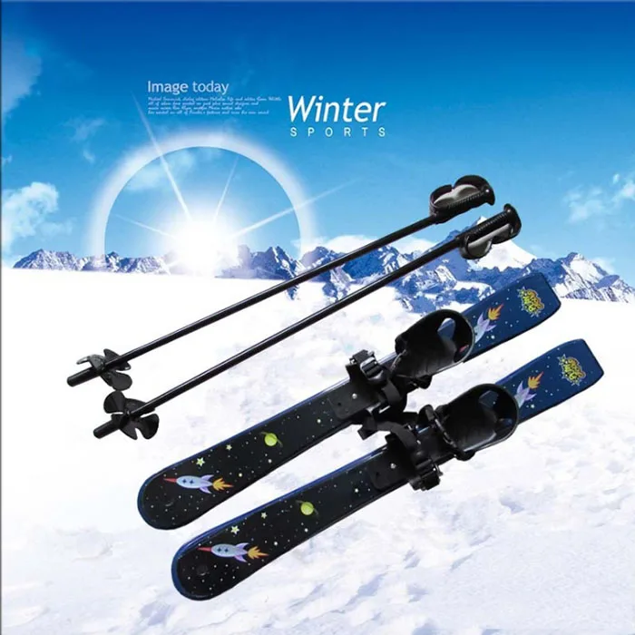 

Kid's Beginner Snow Skis and Poles Toddler Skis Low-Resistant Ski Boards Bindings for children