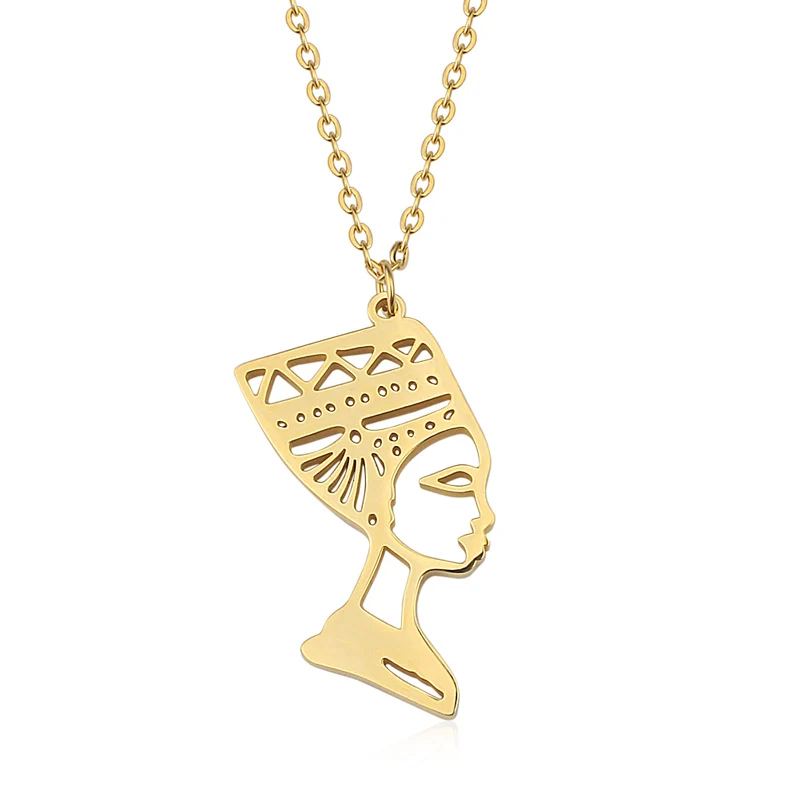 

Antique Gold Nefertiti Necklace Queen of Egypt Pendant Necklaces Egyptian Jewelry, Same as picture