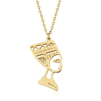 

Antique Gold Nefertiti Necklace Queen of Egypt Pendant Necklaces Egyptian Jewelry