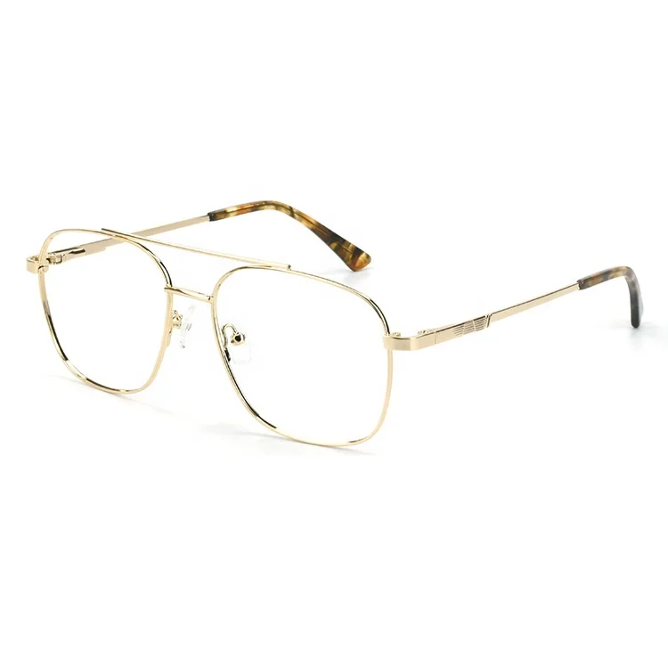 

Double bridge big frame eyeglasses men retro gold temple oversized optical glasses, 5 colors