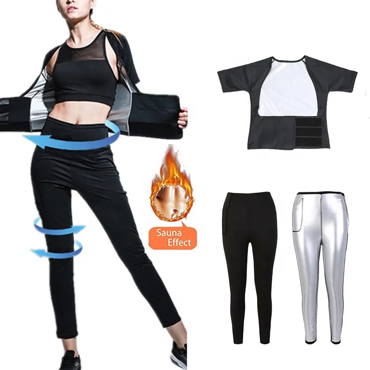 

New Design Women Body building Suit Gym Workout Slimming Fitness Yoga Sweat Sauna Suit, Black