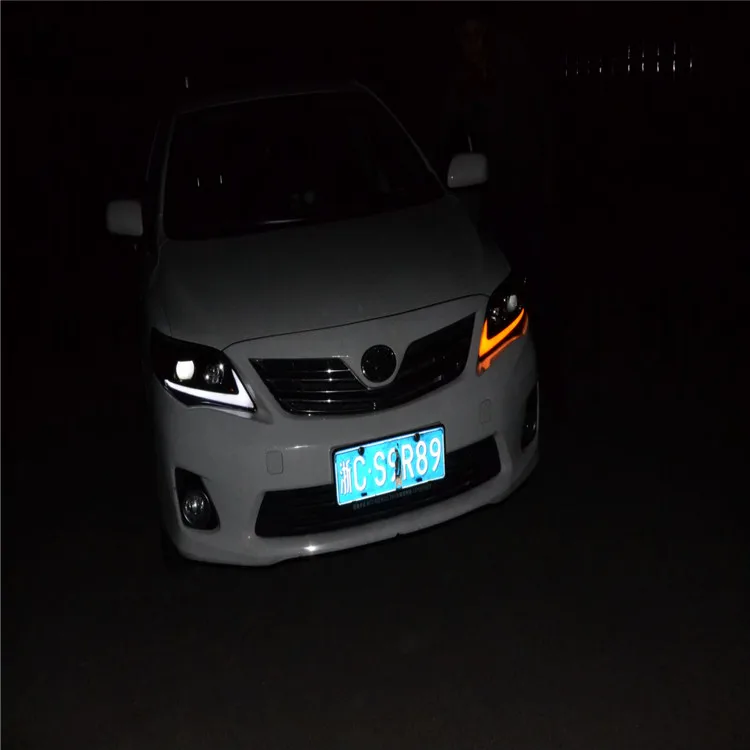 VLAND Manufacturer accessory for Car head light for Corolla 2011 2012 2013 headlamp with LED DRL and yellow turn signal