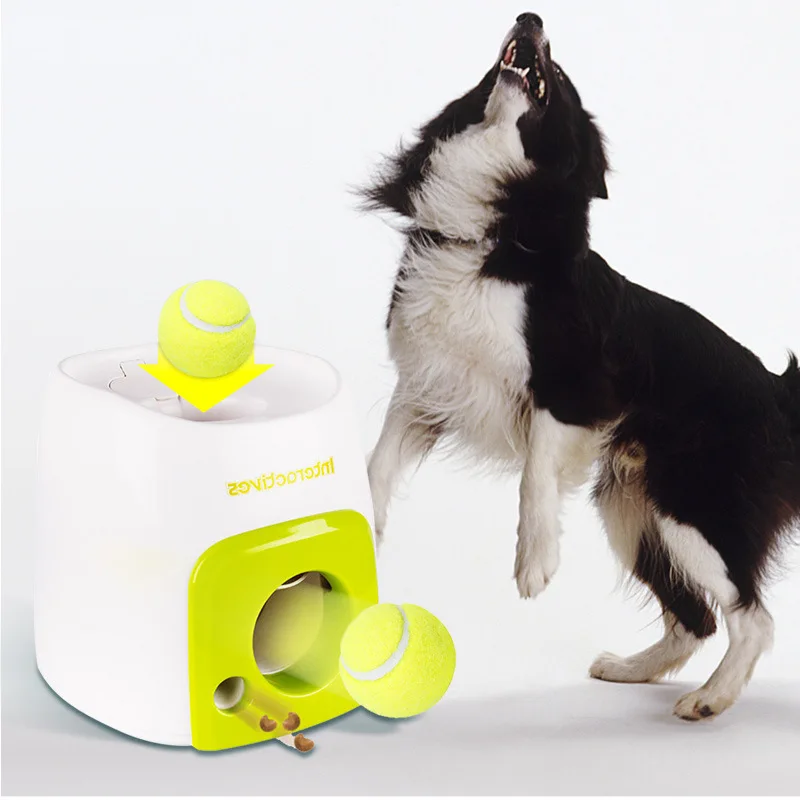 

All-For-Paws Pet Training Products Pet Food Dispensing Reward Machine Dog Toys Training Interactive Ball Launcher Toy for Dogs, White+green