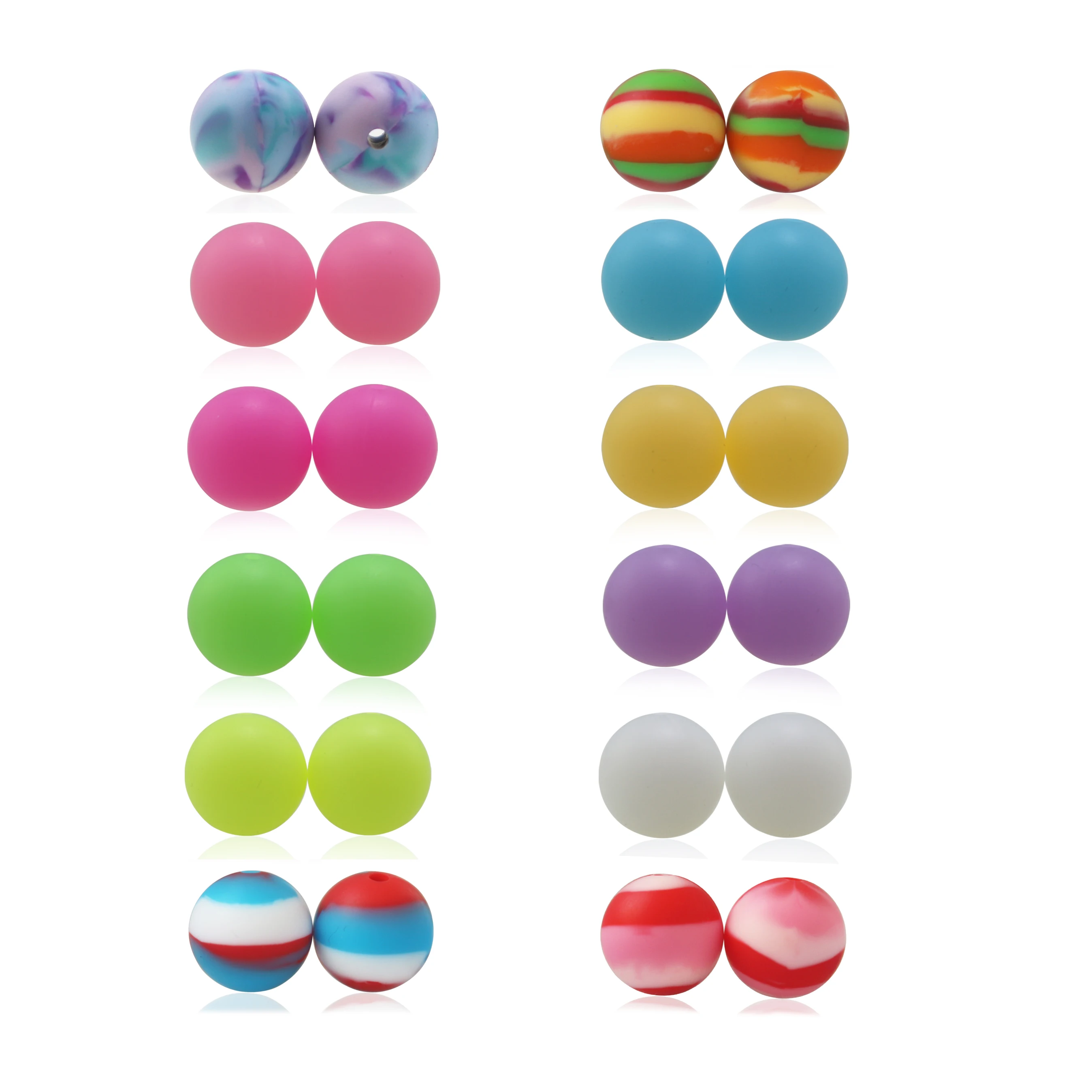 

Wholesale High Quality 10MM/12MM/15MM Round Glow In The Dark Custom Teether Baby Teething Beads Soft Food Grade Silicone Beads