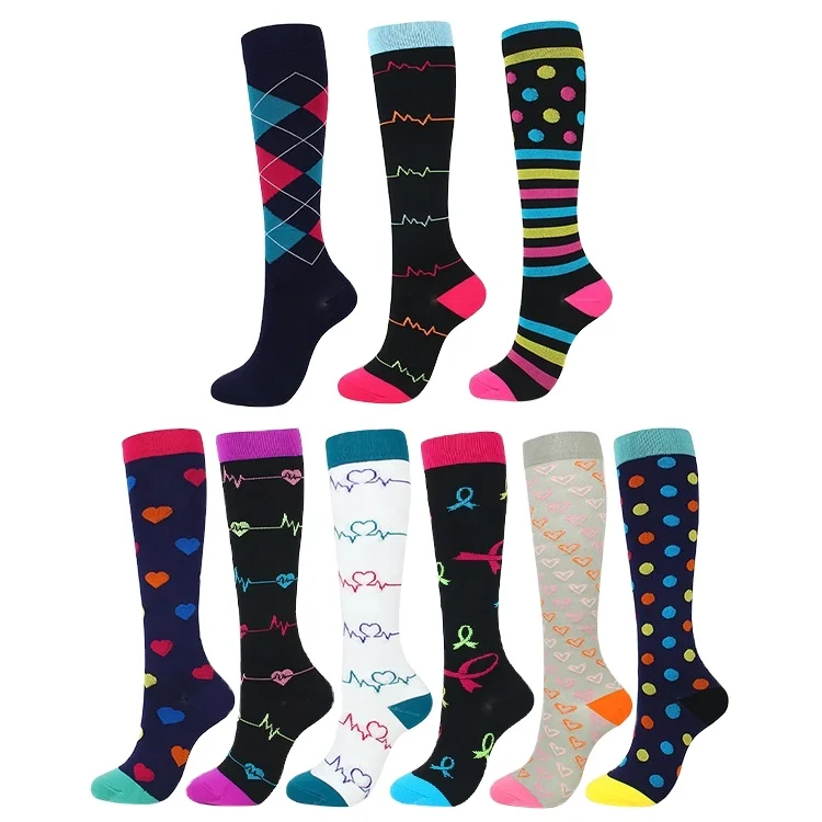 

Graduated Medical Custom Compression Socks For Women Men 20-30mmhg Knee High Fun Stockings For Running Sports Athletic Nurse