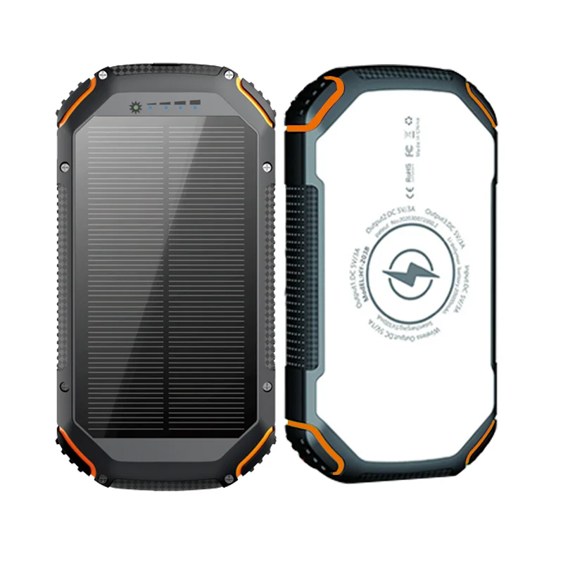 

Solar Power Bank Dual USB Power Banks 20000mAh Waterproof Powerbank Battery Charger External Portable Solar Panel with LED Light, Red/blue/orange/green