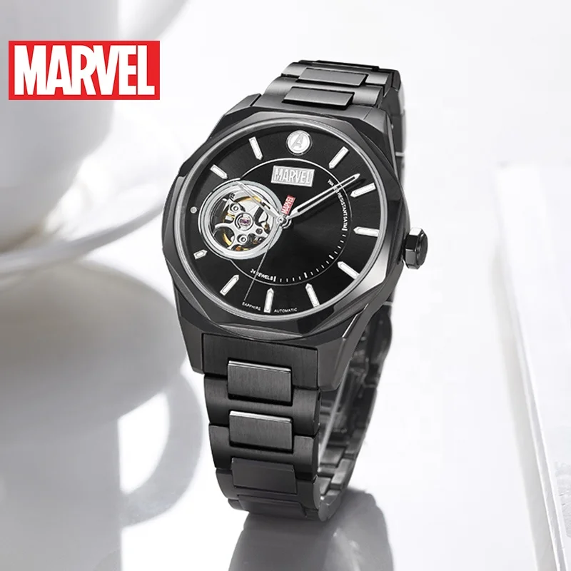 

Free Shipping Black Solid Stainless Steel Band Women and Men Luxury Automatic Watch