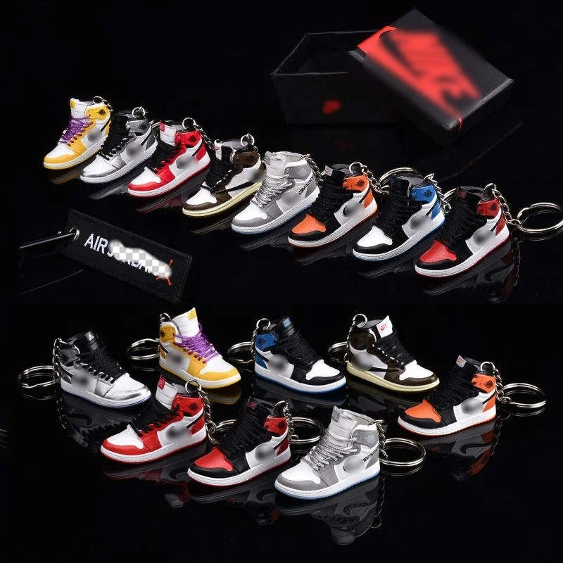 

HOT Custom Wholesale PVC Rubber 3D Sneaker Sport Basketball Footwear Keychain Athletic Casual AJ 1 Trainer Shoe Key Chain