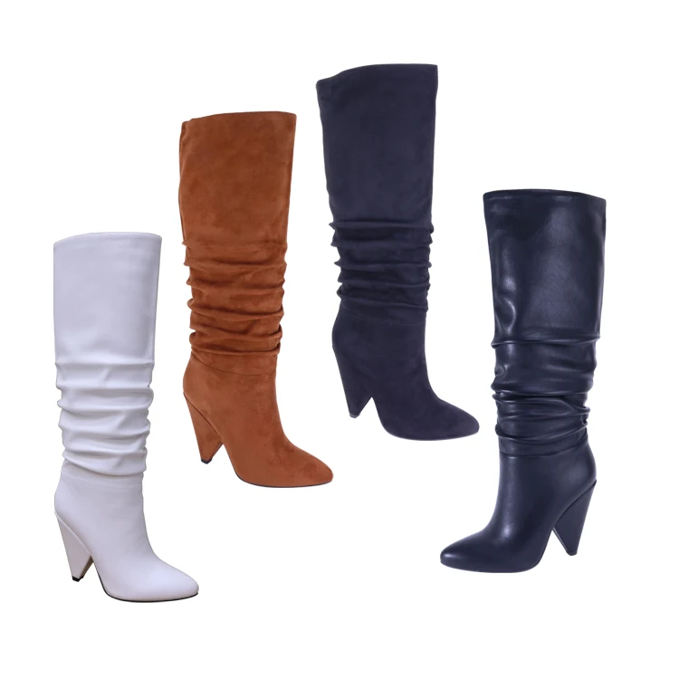 

US Stock ATALINA Winter 2021 New Women's High Heel Thigh High Fashion Boots Woman Long Over The Knee Pointed Toe Boot for Ladies, Black-suede/black-pu/brown-suede/white pu