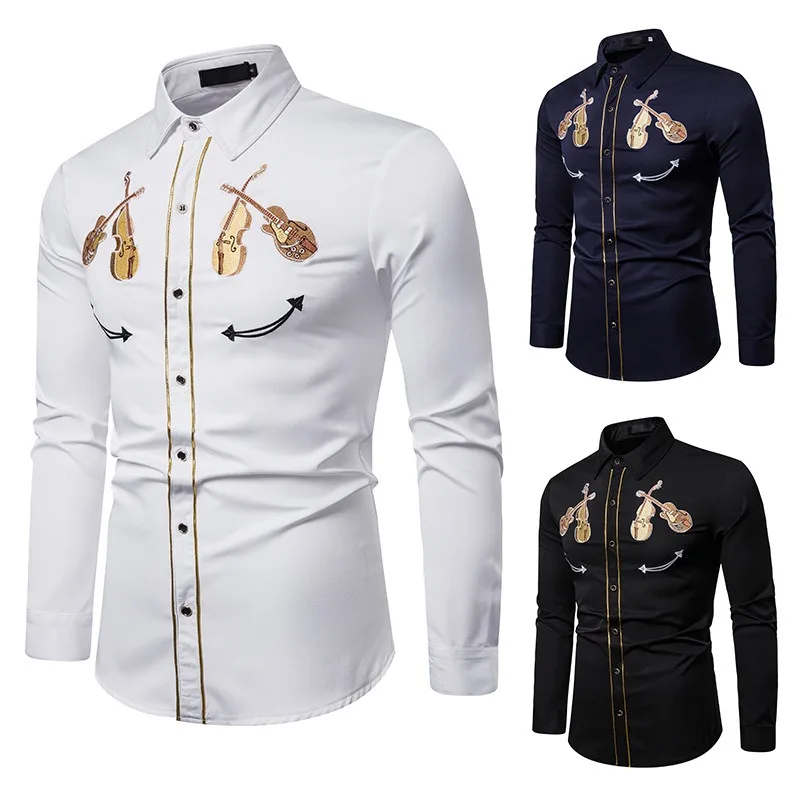 

Autumn new printed men's long sleeve shirt casual fashion men's floral large size T shirt, Custom color