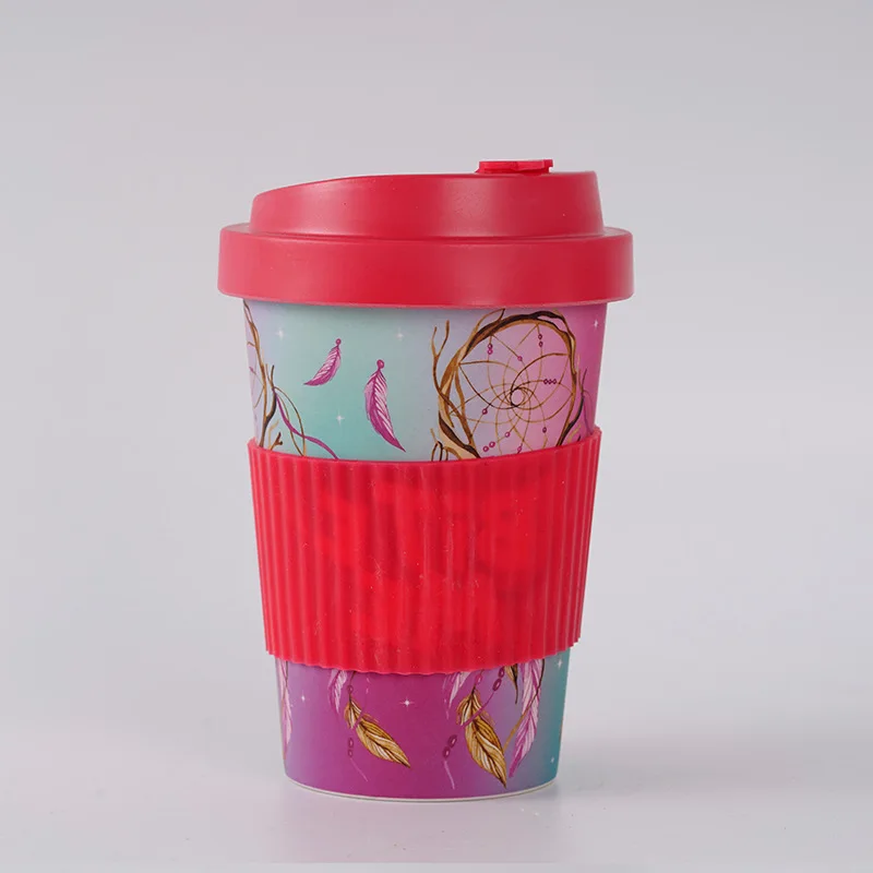 

Top seller customized coffee mug travel portable reusable biodegradable eco bamboo fiber coffee cup mug with lid, As picture