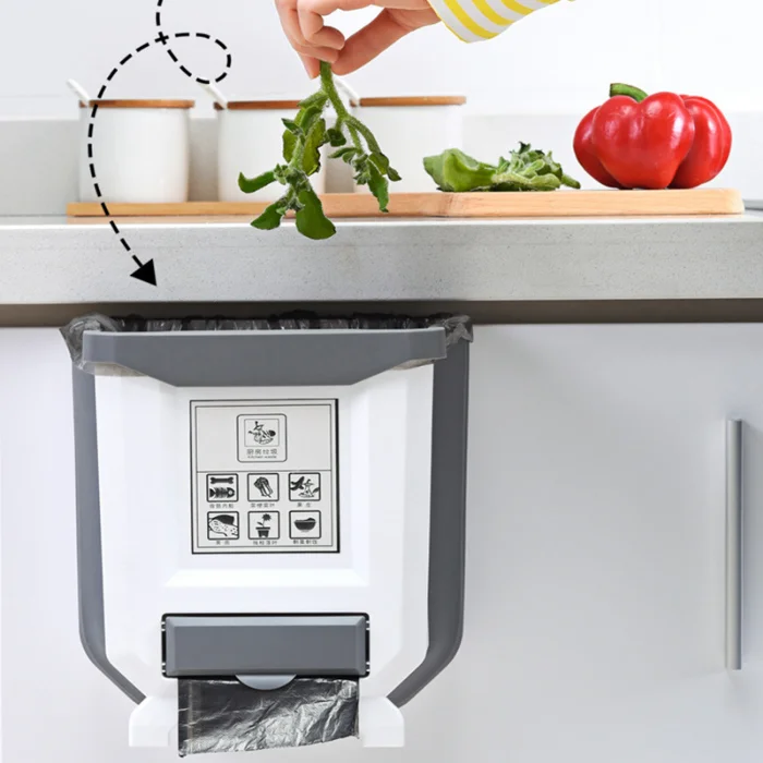 

New Product 2020 kitchen waste bin trash folded can push out for cleaning