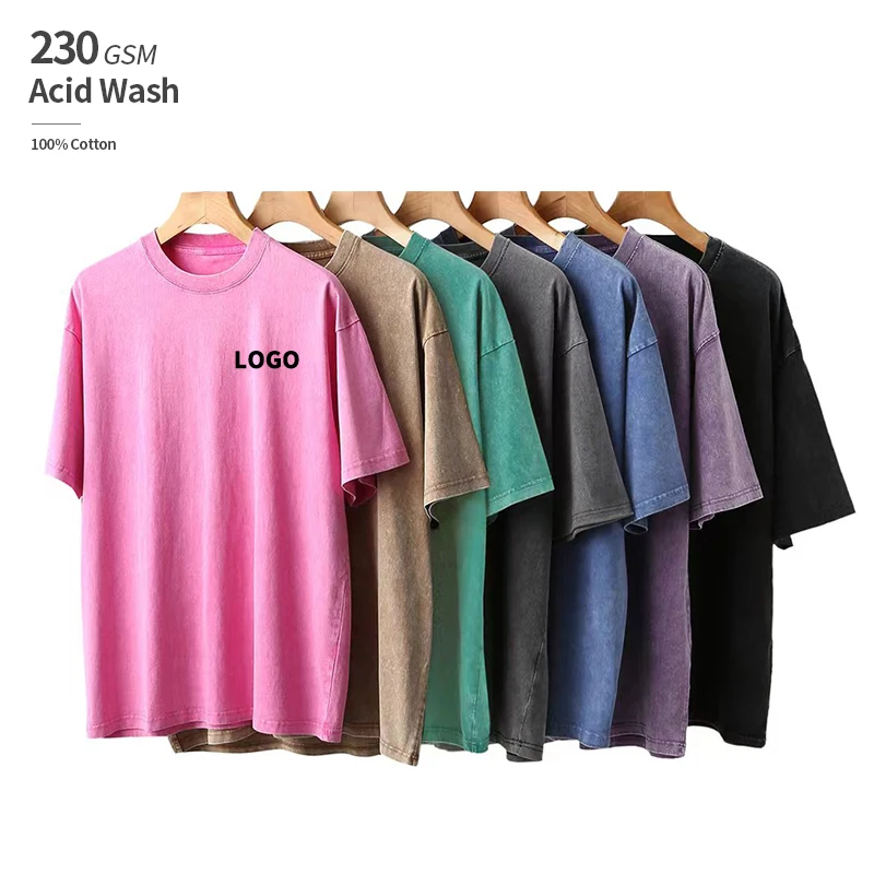 

230grams 100% cotton washed oversized tshirt custom us size blank acid wash vintage t shirt