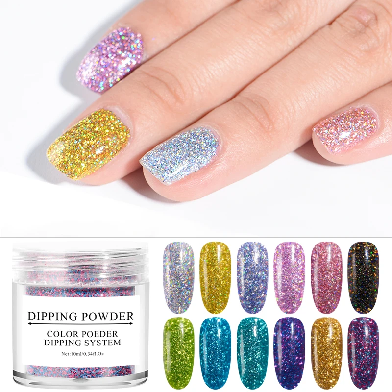 

Glitter Acrylic Chrome Dip Powder Nails Set Nails System Sns Dipping Dip Nail Polish Powder, 64 colors for chosen