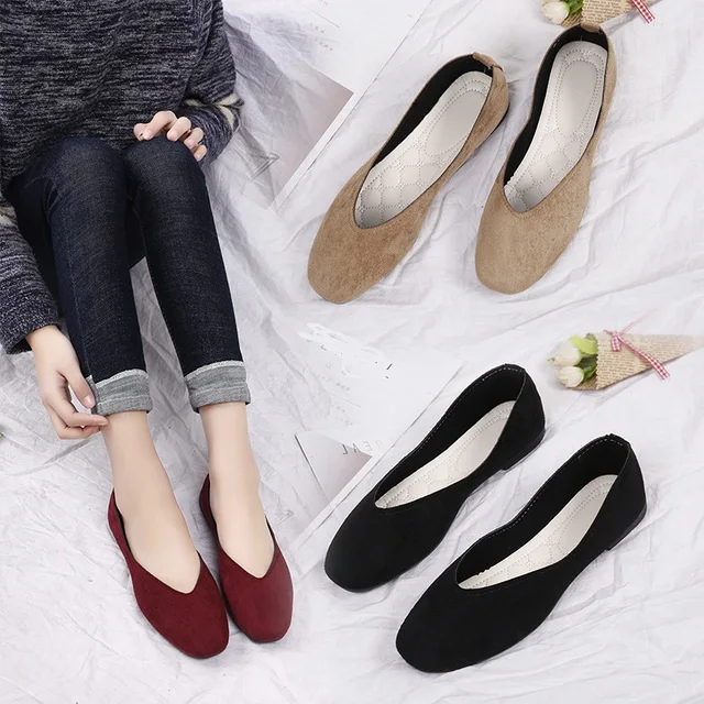 

autumn and winter new flat shoes lazy shoes square head women's retro single shoes