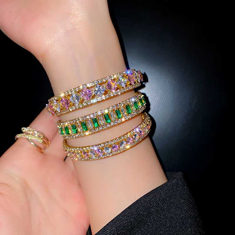 

fashion bangle adjustable tennis crystal cuff bracelets women