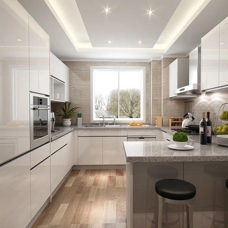 2020 New Modern Wooden Black Matte Finished Lacquer Kitchen Designs