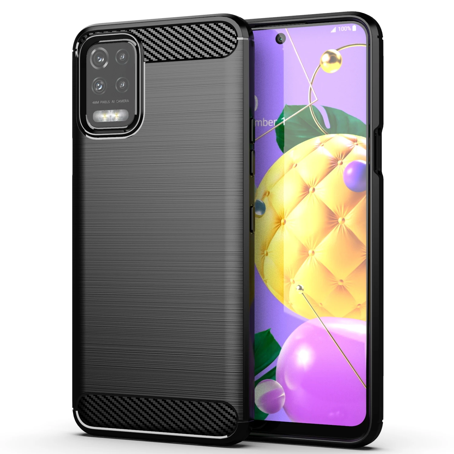 

Carbon Fiber Shockproof Soft TPU Back Cover mobile Phone Case For LG k42