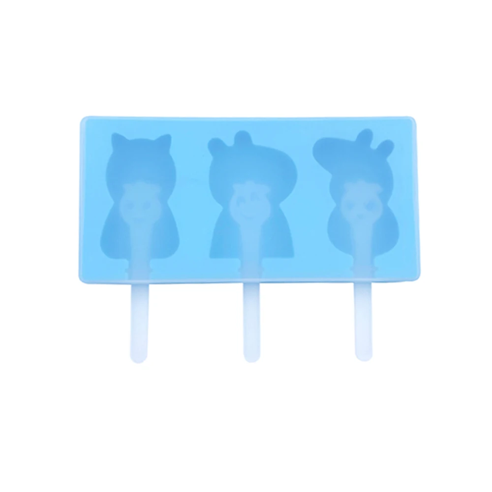 

Ready Stock Factory Wholesale Ice Cream Popsicle Mold Silicone of Cartoon Characters Little Cat Lamb Pig, Blue, pink