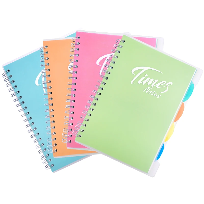 

custom notebook Spiral Notebook With Colored Index Tab Divider A5 OEMODM Twin-wire binding PP material cover 5 Subject