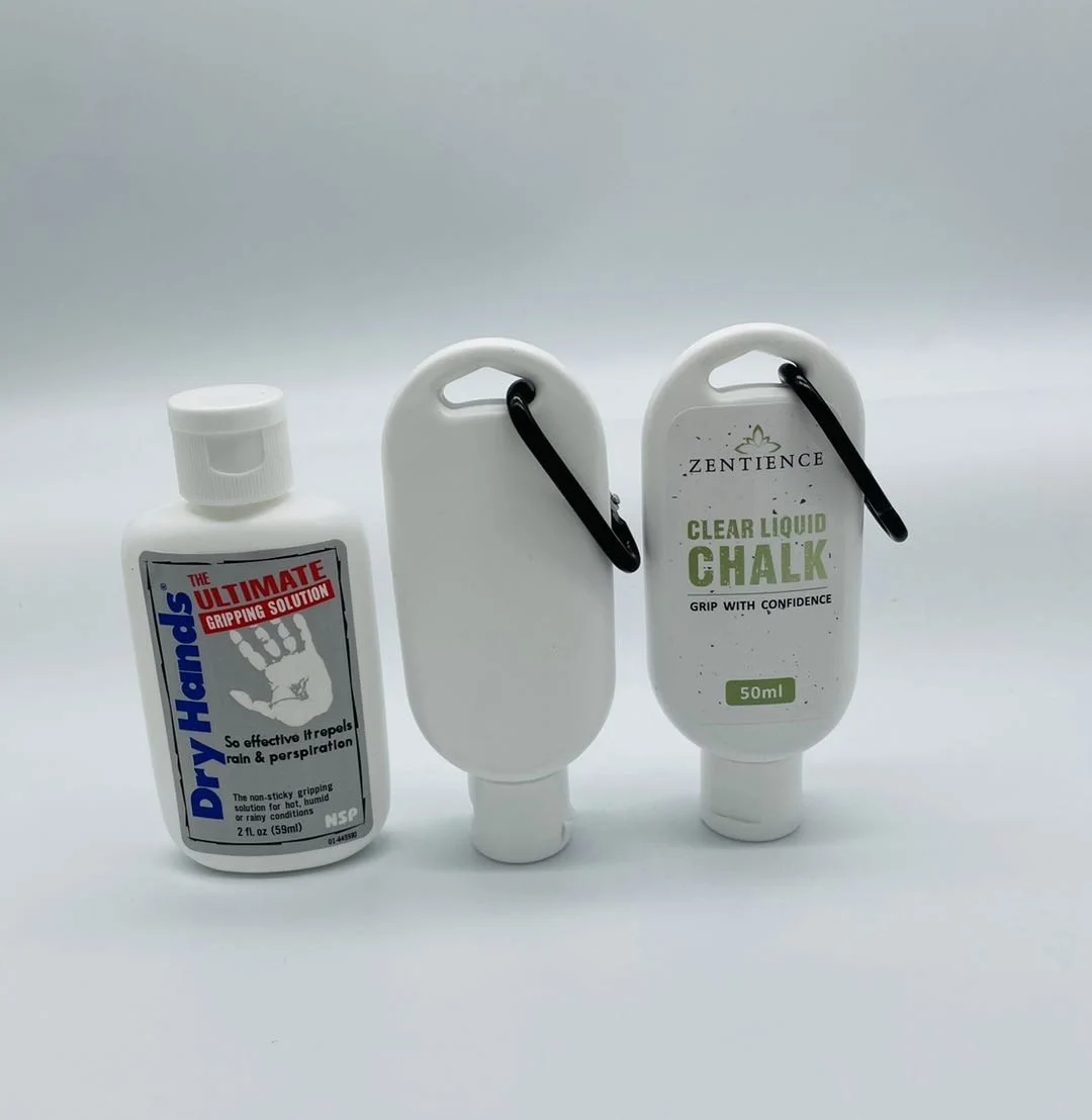 

Transparent Liquid gym chalk, dry hands, increase grip. 60ml.