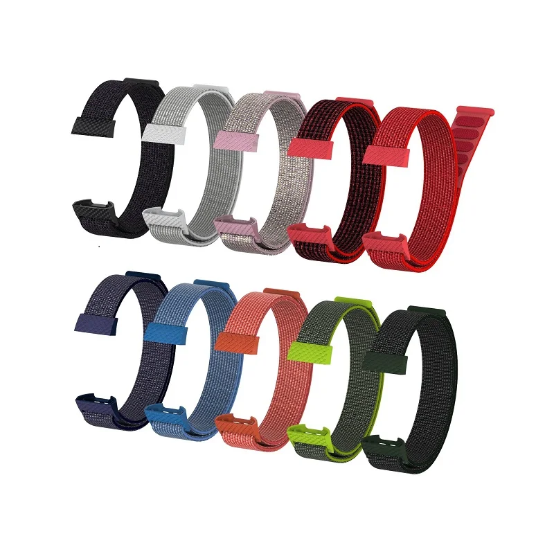 

Fashion Fabric Woven Nylon Adjustable Replacement Loop Strap Bracelet Watch Band for Fitbit Charge 3 4, 10 colors