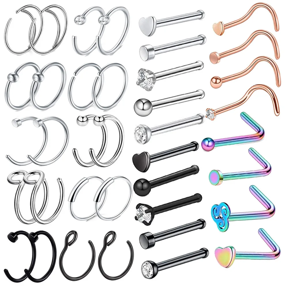 

Amazon new product best-selling combination set ring nail body piercing accessories stainless steel nose stud
