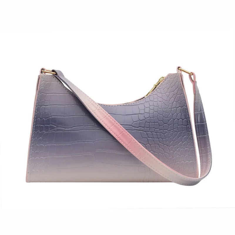 

New Fashion Gradient Color Snakeskin Pattern Lady Crossbody Bags Design Pu Leather Shoulder Bags For Women, Yellow,purple,green,pink,hot pink