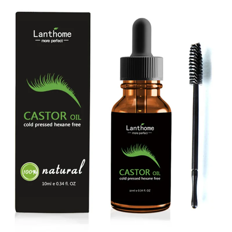 

Lanthome 100% pure organic natural 10ml skin essential oil eyelash eyebrow care moisturizing refined castor oil with brush