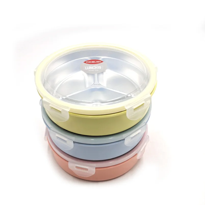 

Round Candy Colour Kids Lunch Food Box, Plastic Lunch Boxes, Pink green blue