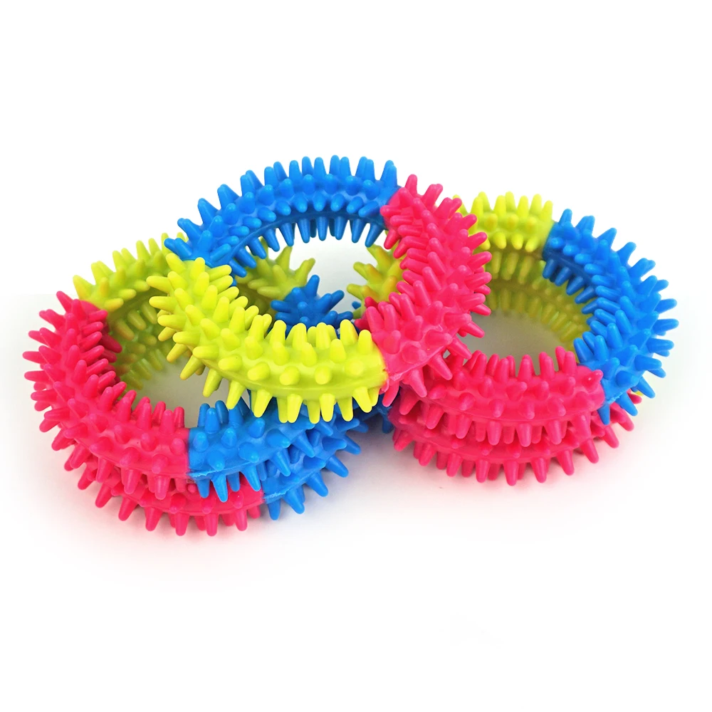 

Good Quality round shape training colorful rubber material pet cat chew Interactive Toys