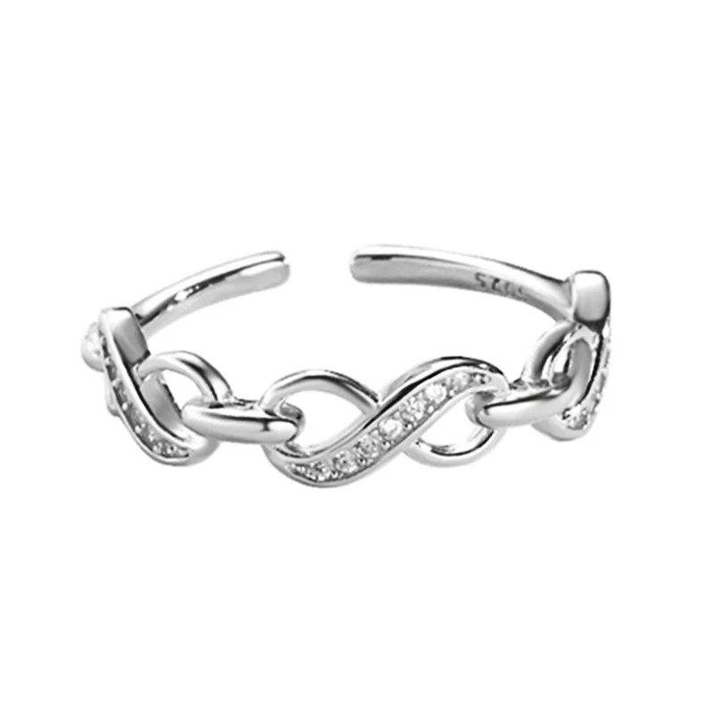 

Fashion Infinity Symbol Rings Micro Inset Cubic Zirconia Finger Ring Adjustable 925 Sterling Silver Ring Jewelry for Women