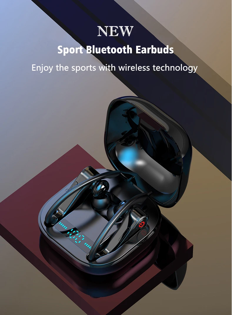 Power HBQ PRO TWS wireless earphones Bluetooth 5.0 earburds Stereo Sport headphones 950mah case Waterproof ear hook Headsets - ANKUX.COM