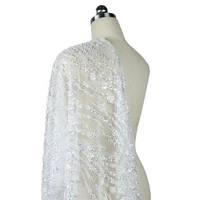 

MX718 French Chantilly Tulle Net Lace African Sparkle 3D Beaded Lace Embroidered Sequin Wedding Lace