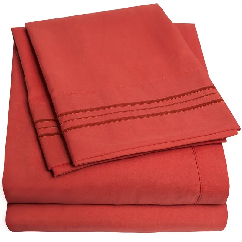 

Best Selling Superior Quality Latest Design Hotel Soft Brushed Microfiber Cotton Bed Sheet Linen Hotel Bed Sheet 4pcs Rust