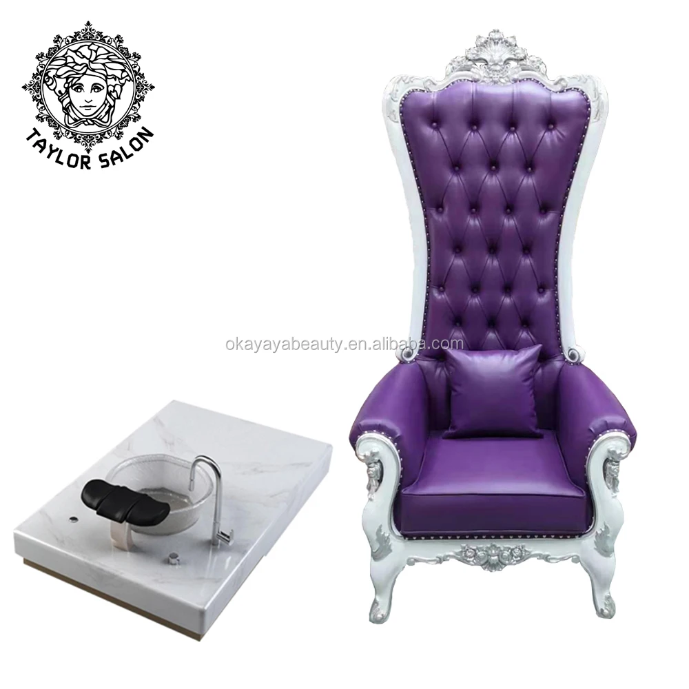 

Hot Sale Top luxury White Spa Chair Pedicure Chair With Sink High Back Throne Chairs, Can be optional