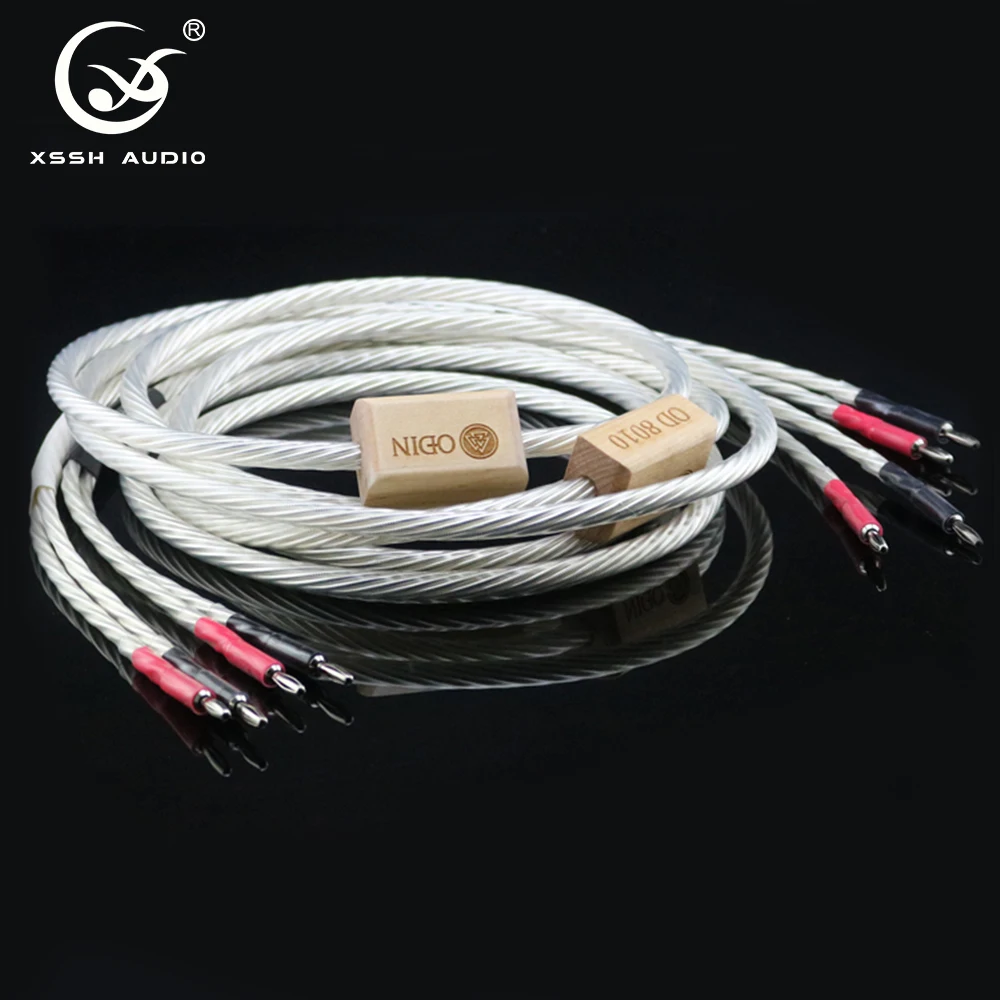 

YIVO XSSH Wholesales ODIN Silver Hifi Copper Cable Core Wire for Audio and Video With 24K Gold Plated Banana Plugs Speaker Cable, As pictures show