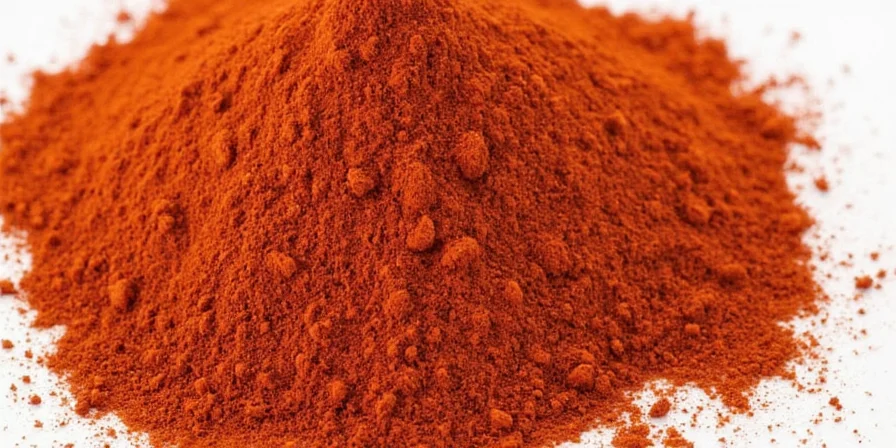 Close-up of red ancho chile powder in a bowl
