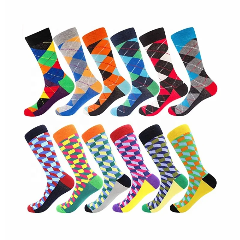 

Rts stock wholesale custom personality cotton colorful funny design men dress socks